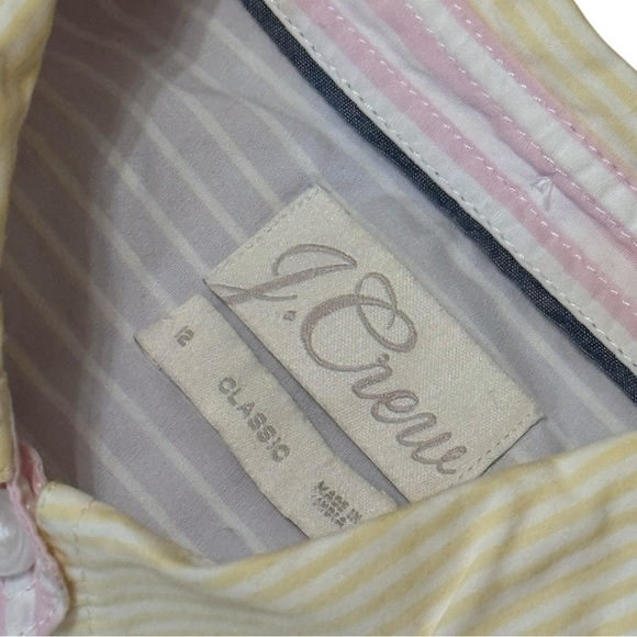 J.Crew Classic-Fit Cotton Poplin Shirt Cocktail Stripe Multicolor Size 12 Button - Picture 5 of 11